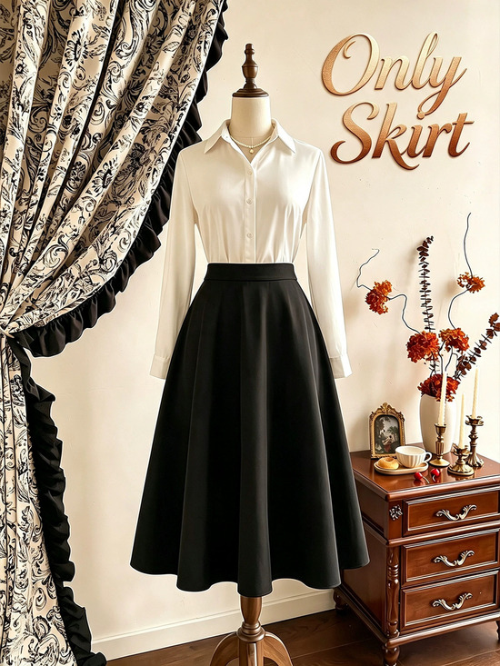 Dresses & Skirts - ZARA Elegant Black A Line Flared Long Skirt Autumn for Women